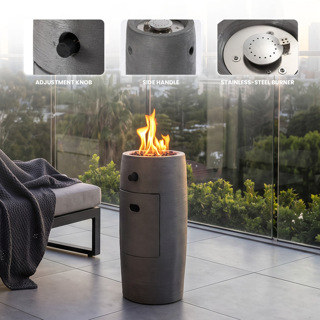Propane Fire Column 40000 BTU, Outdoor Gas Fire Pit with Cover