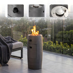 Propane Fire Column 40000 BTU, Outdoor Gas Fire Pit with Cover