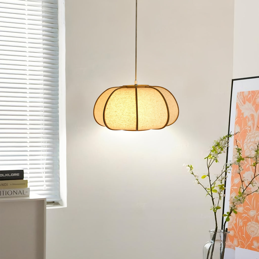 Pumpkin Fabric Pendant Light, Woven Drum Chandelier