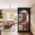 71in Arched Room Divider, Freestanding Wood Partition