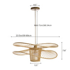 Dragonfly Bamboo Pendant Light, Woven Art Chandelier