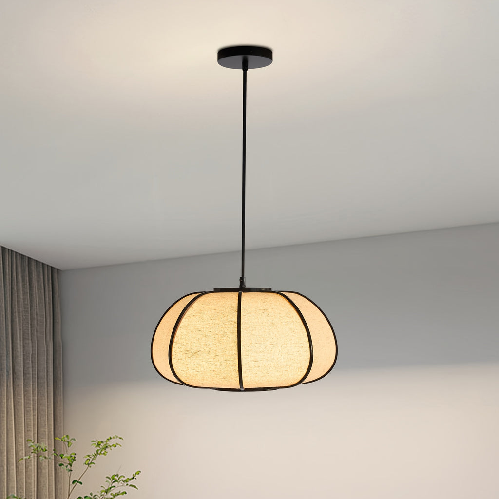 Pumpkin Fabric Pendant Light, Woven Drum Chandelier