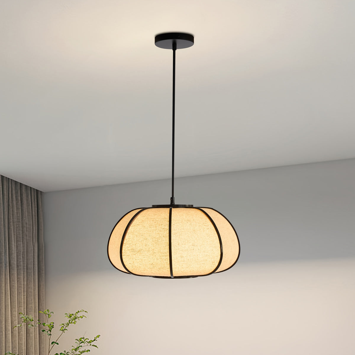Pumpkin Fabric Pendant Light, Woven Drum Chandelier