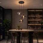12in Smoked Glass Pendant Chandelier, 3-Light Black