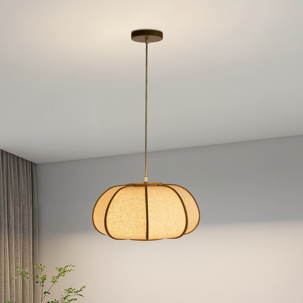 Pumpkin Fabric Pendant Light, Woven Drum Chandelier