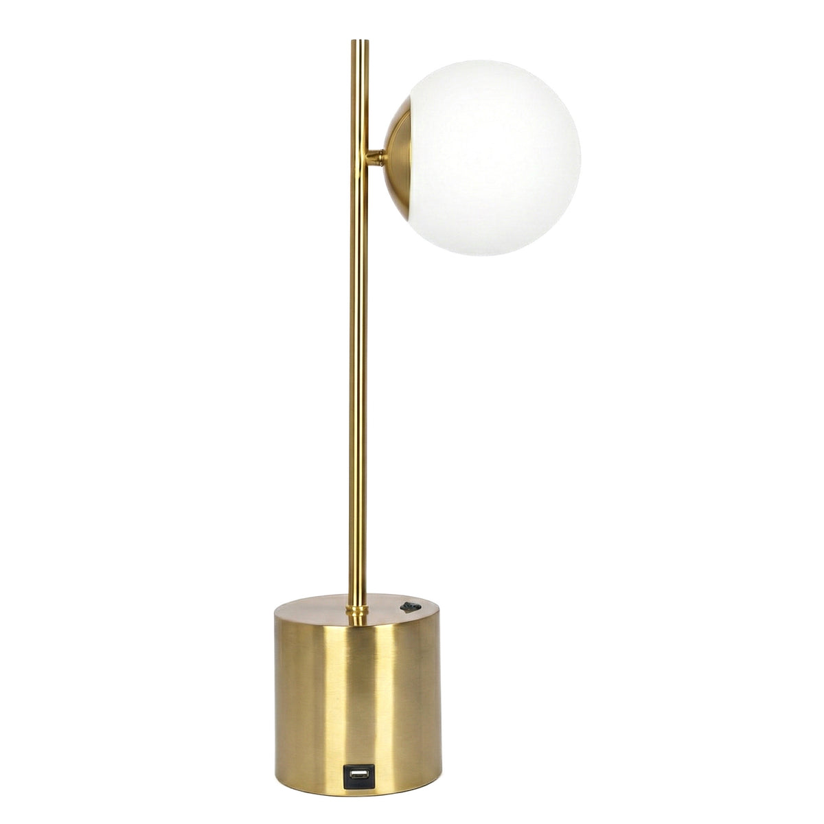 Small Brass Table Lamp, Mid-Century Glass Accent Light