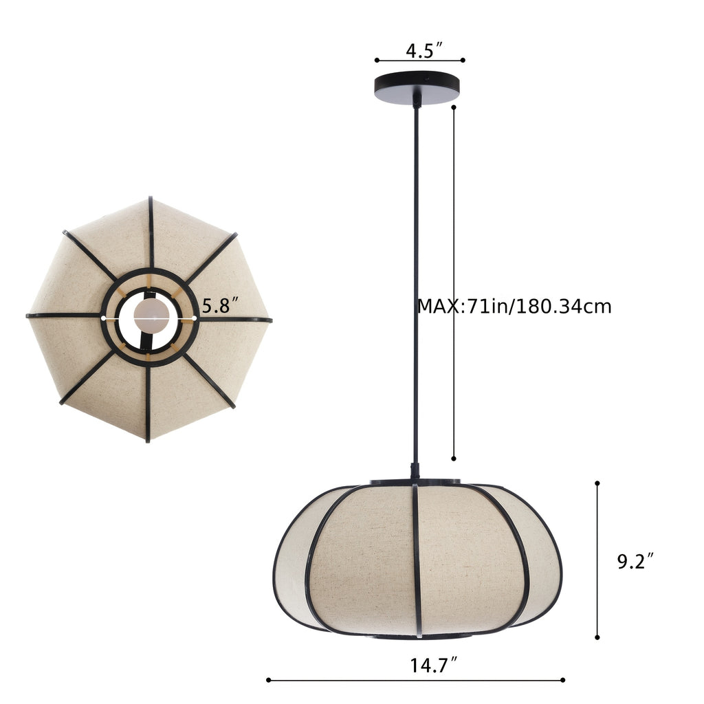 Pumpkin Fabric Pendant Light, Woven Drum Chandelier