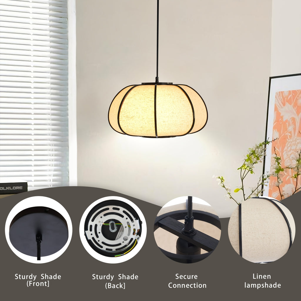 Pumpkin Fabric Pendant Light, Woven Drum Chandelier