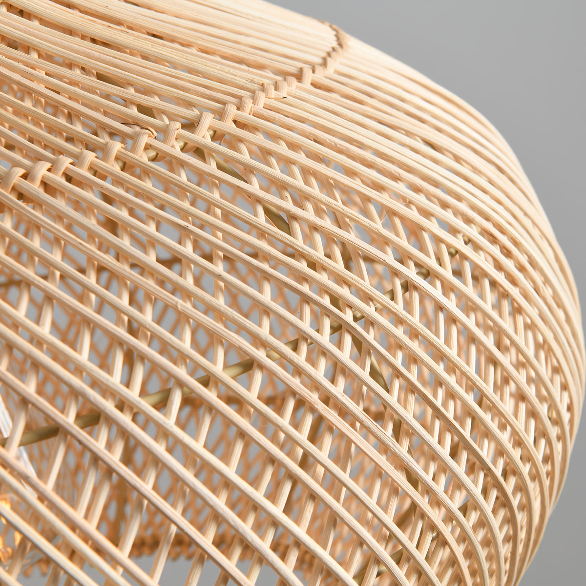 13.8in Caged Rattan Pendant Light, Coastal Woven Ceiling Light