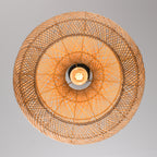 13.8in Caged Rattan Pendant Light, Coastal Woven Ceiling Light