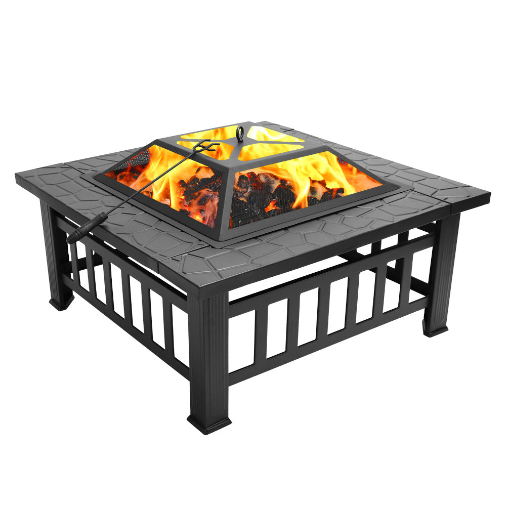 30in Rectangular Fire Pit with Roasting Pan, Wrought Iron
