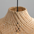 13.8in Caged Rattan Pendant Light, Coastal Woven Ceiling Light