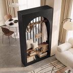 71in Arched Room Divider, Freestanding Wood Partition