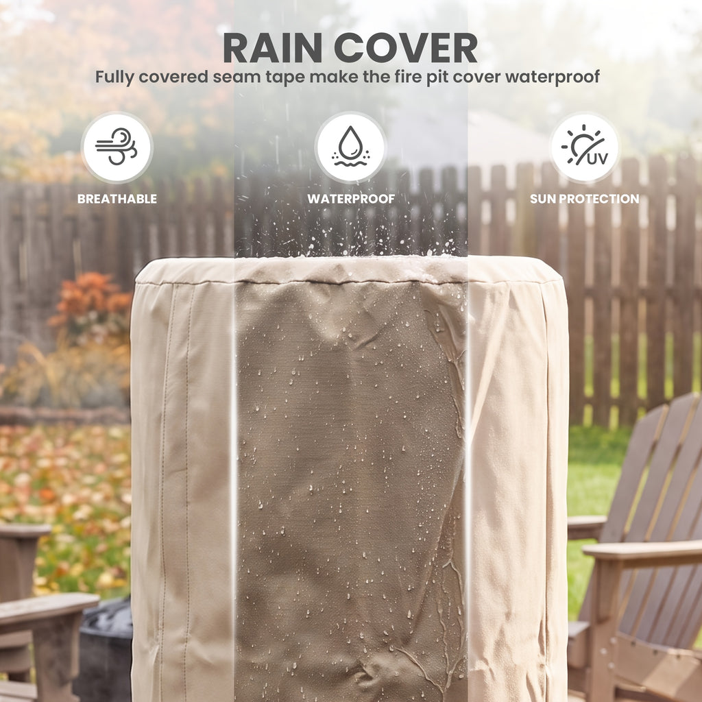 Propane Fire Column 40000 BTU, Outdoor Gas Fire Pit with Cover