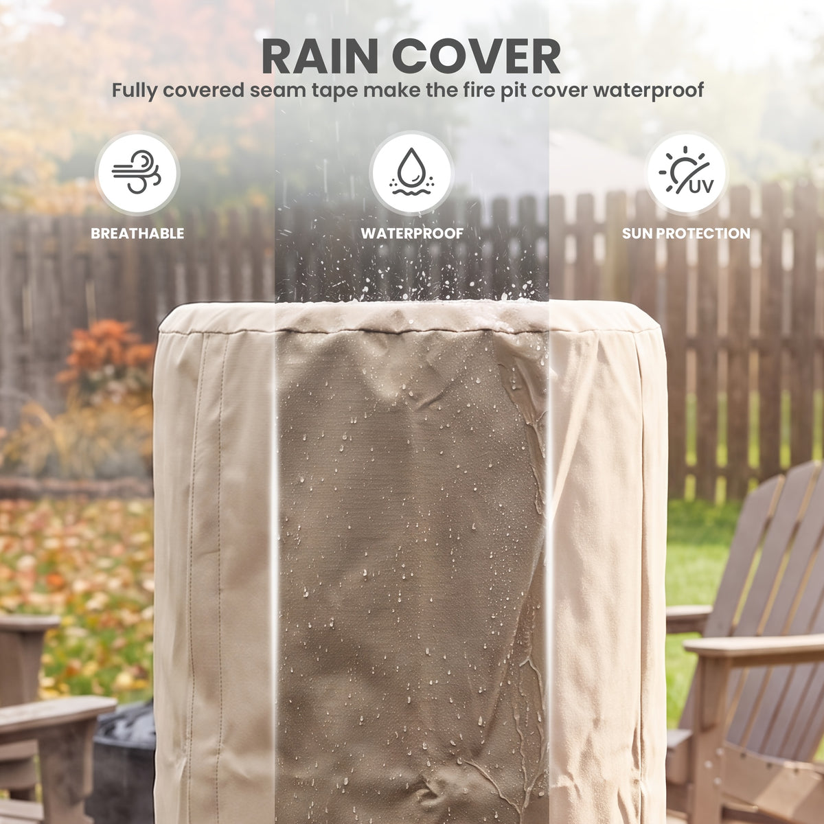 Propane Fire Column 40000 BTU, Outdoor Gas Fire Pit with Cover