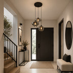 12in Smoked Glass Pendant Chandelier, 3-Light Black