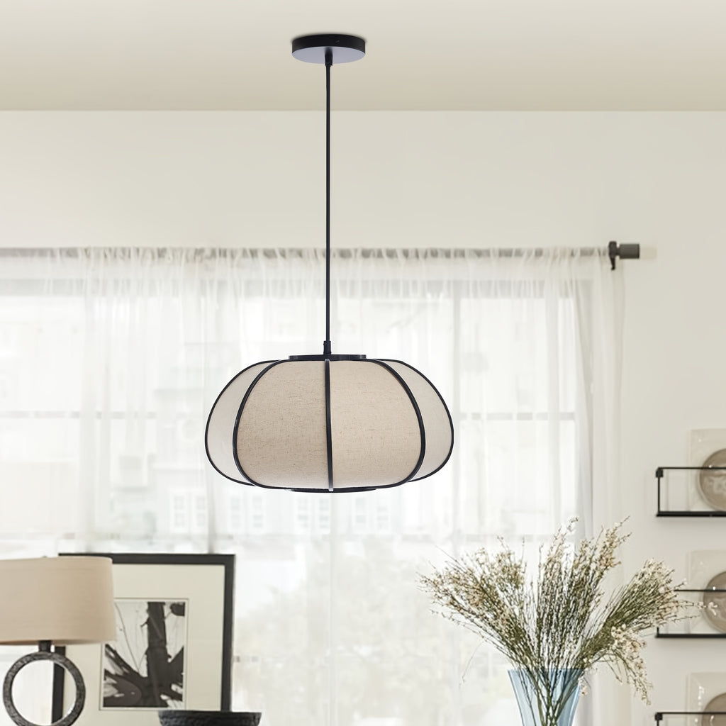 Pumpkin Fabric Pendant Light, Woven Drum Chandelier