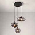 12in Smoked Glass Pendant Chandelier, 3-Light Black