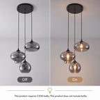 12in Smoked Glass Pendant Chandelier, 3-Light Black