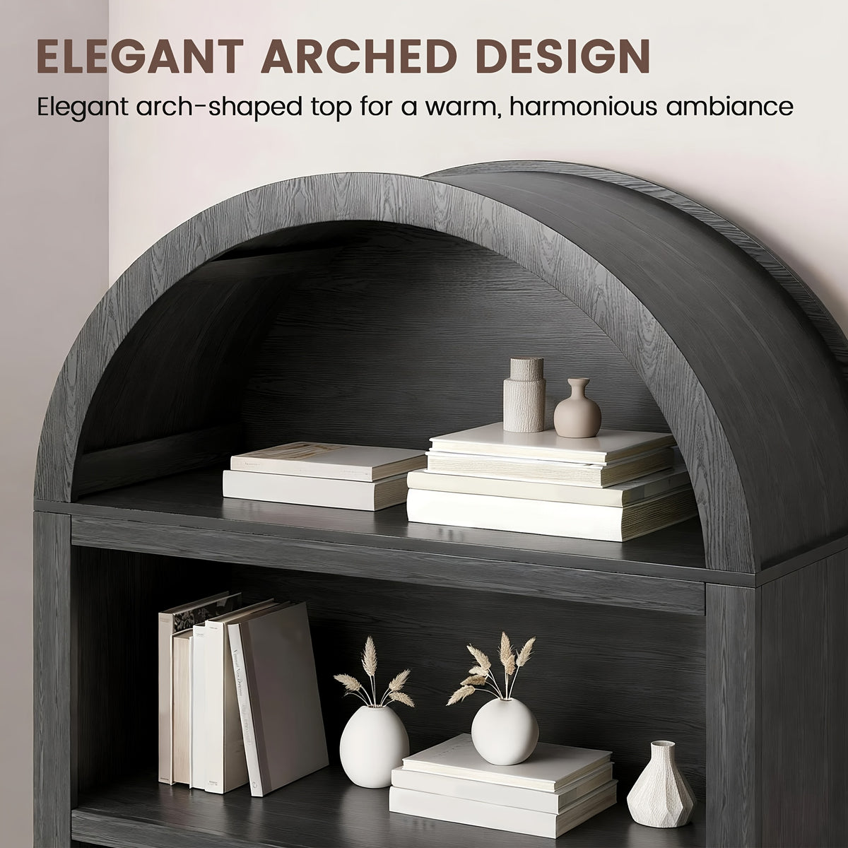 68.9in Arched Bookshelf, 5-Tier Open Storage Shelf