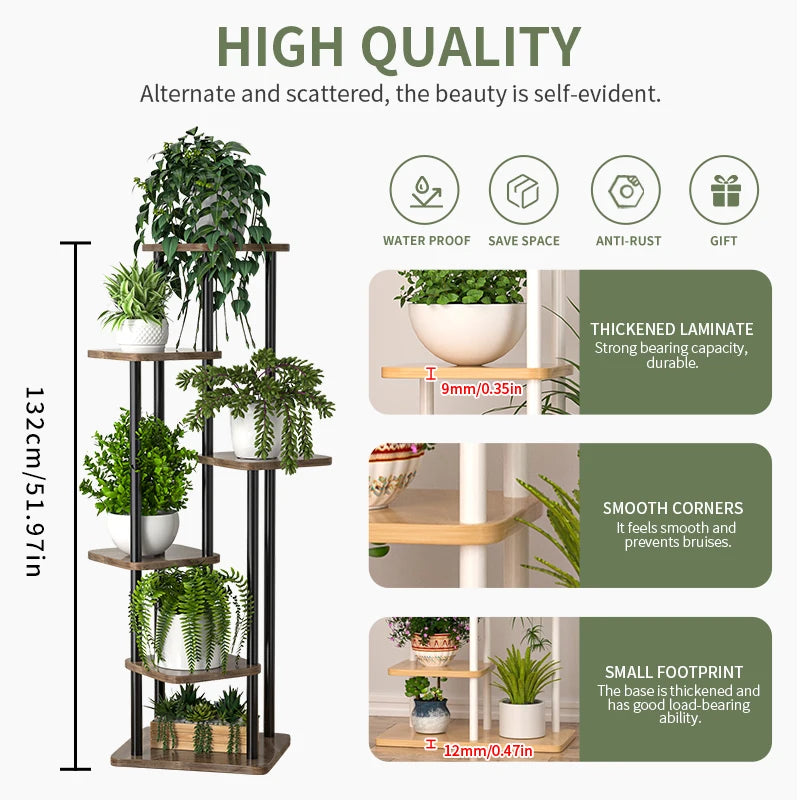 Wooden Flower Stand, 4, 5 or 6 Tier Plant Display Shelf