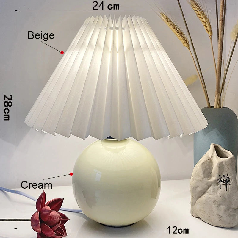 Pleated Shade Ceramic Table Lamp