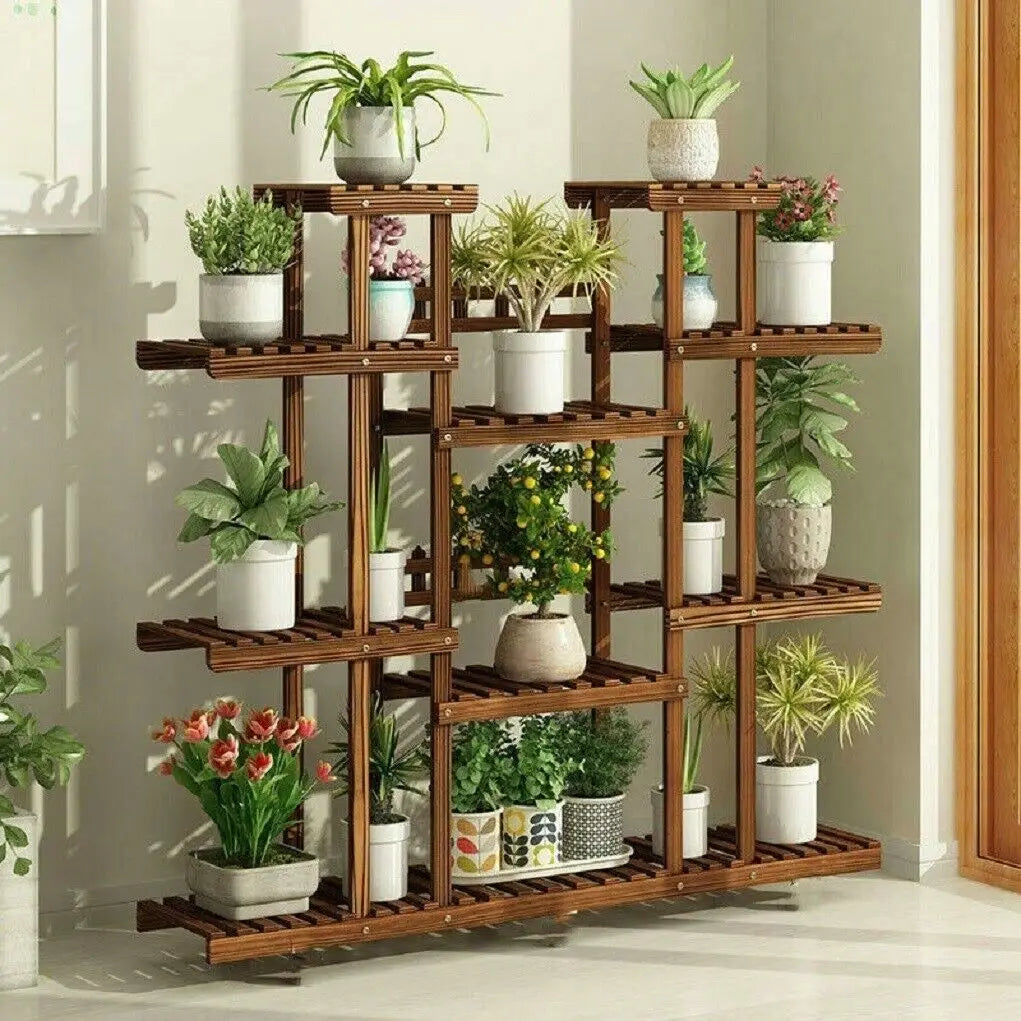 Large Pine Plant Shelf 46in, Multi-Tier Display Stand