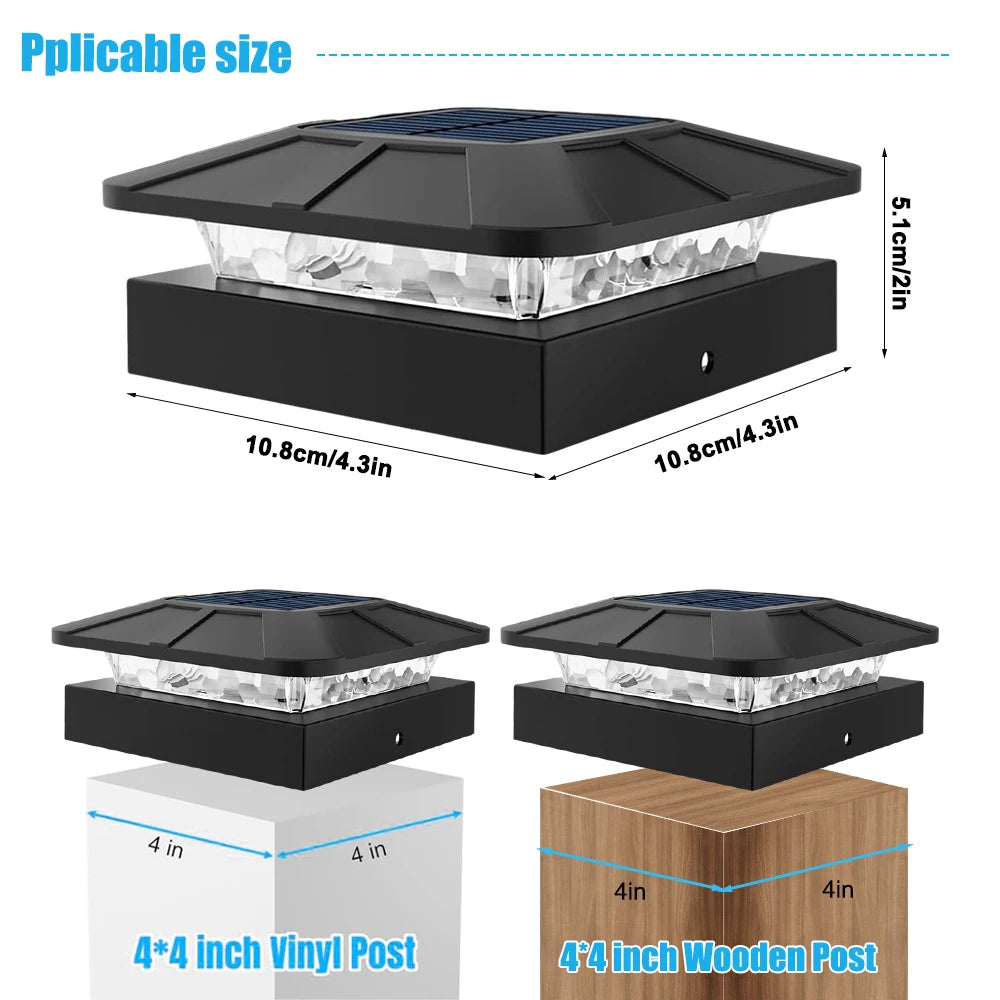 Solar Post Cap Lights 4x4in, Fence & Deck Post Lights