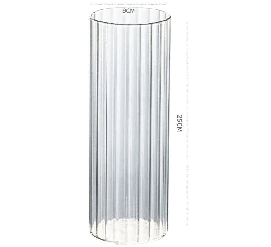 Ribbed Cylinder Glass Candle Holder