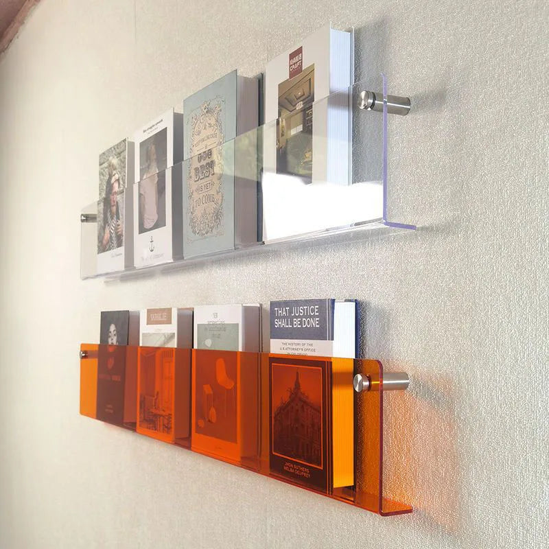 Acrylic Wall Book Rack Set of 2, Kids & Magazine Shelf