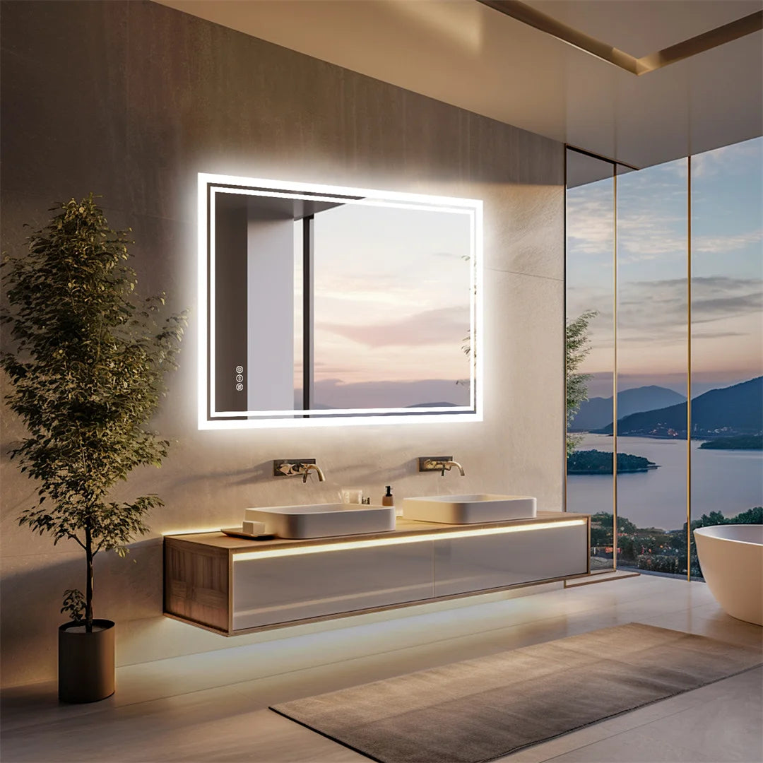Backlit LED Bathroom Mirror, Anti-Fog Dimmable in 3 Sizes