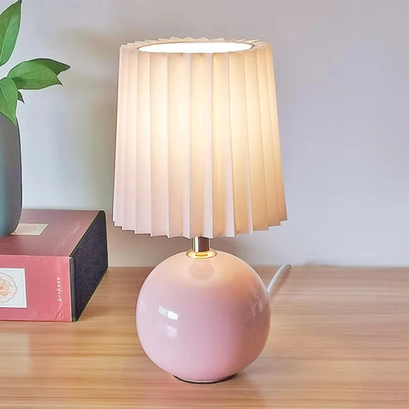 Pleated Shade Ceramic Table Lamp