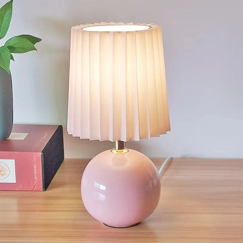 Pleated Shade Ceramic Table Lamp
