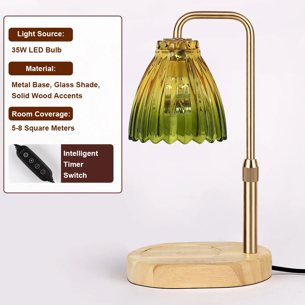 Green Glass Candle Warmer Lamp