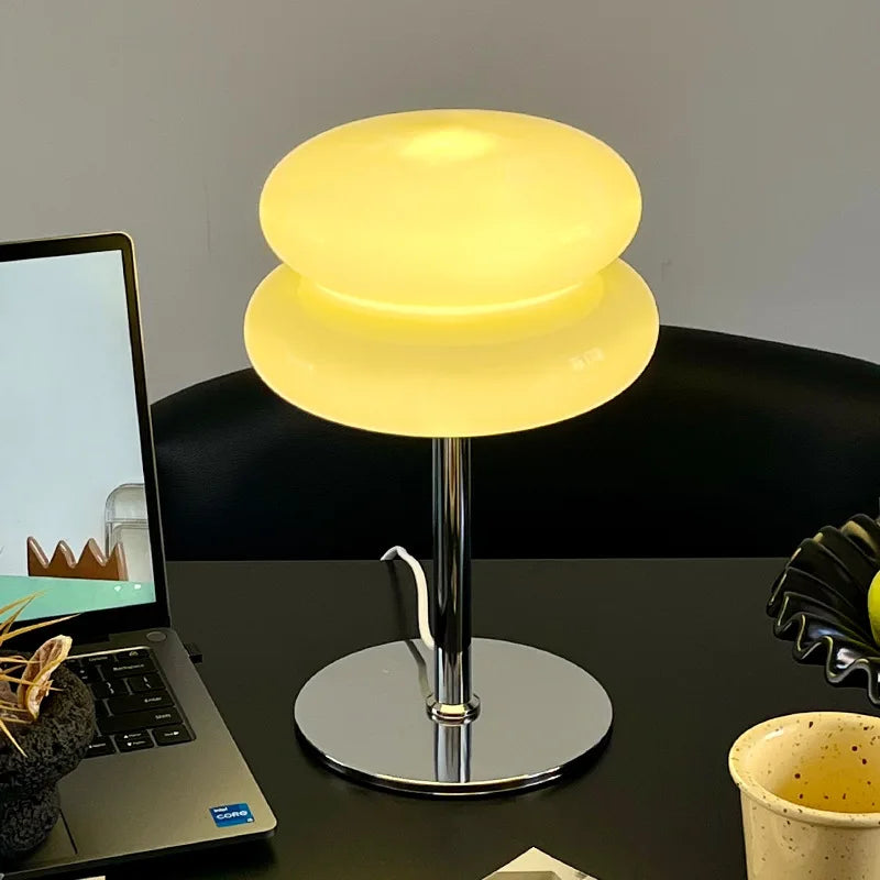 Bauhaus Glass Mushroom Lamp, Beige