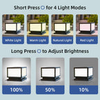 Solar Post Cap Lights, Remote Dimming Fence Column Lamp