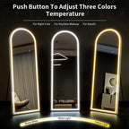 63in Arched Full Length Mirror with LED Lights, Floor Standing
