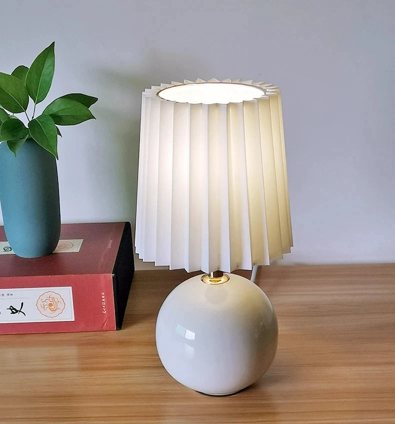 Pleated Shade Ceramic Table Lamp