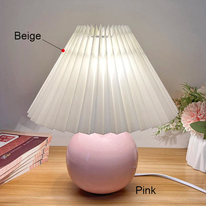 Pleated Shade Ceramic Table Lamp