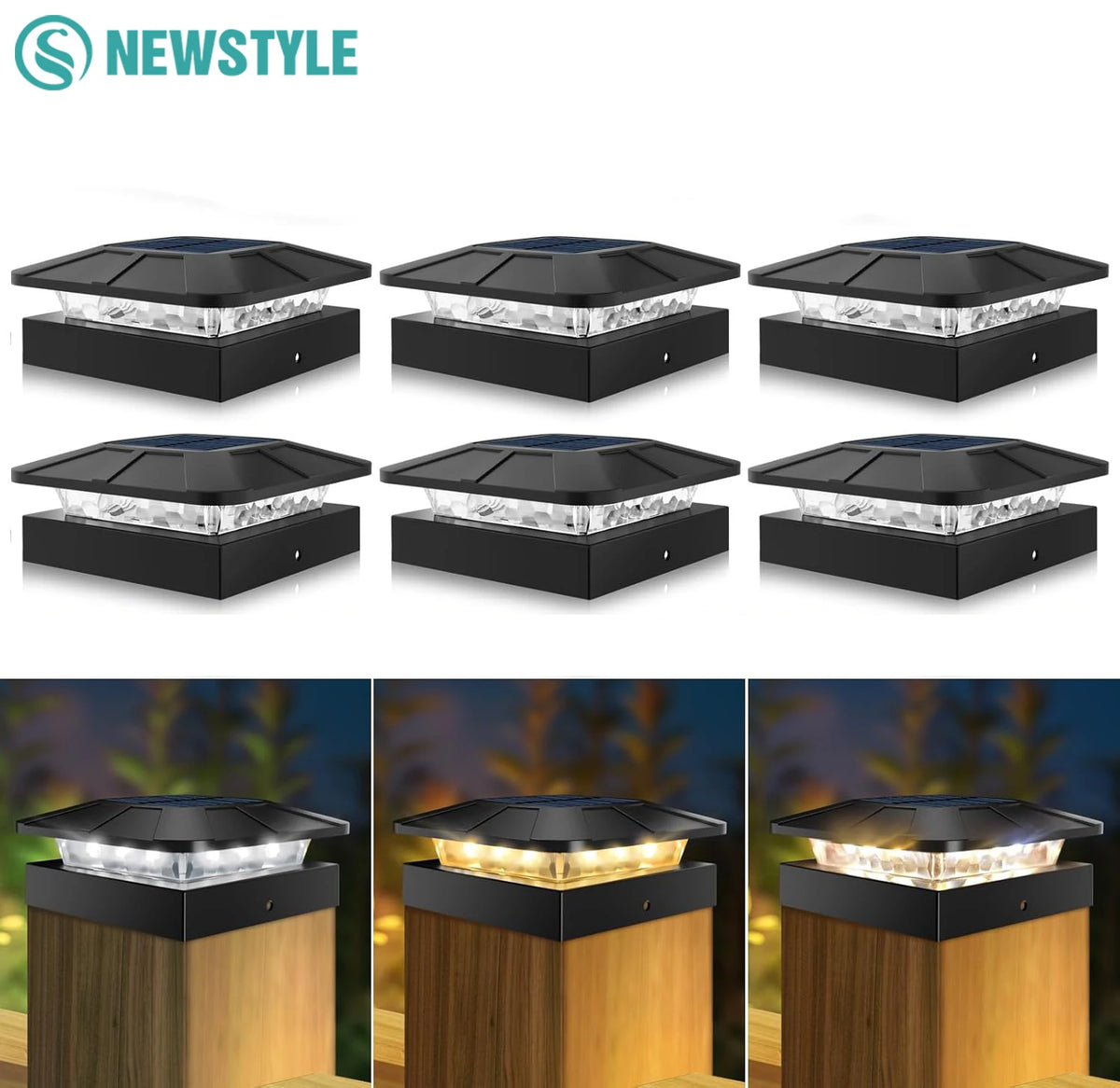 Solar Post Cap Lights 4x4in, Fence & Deck Post Lights