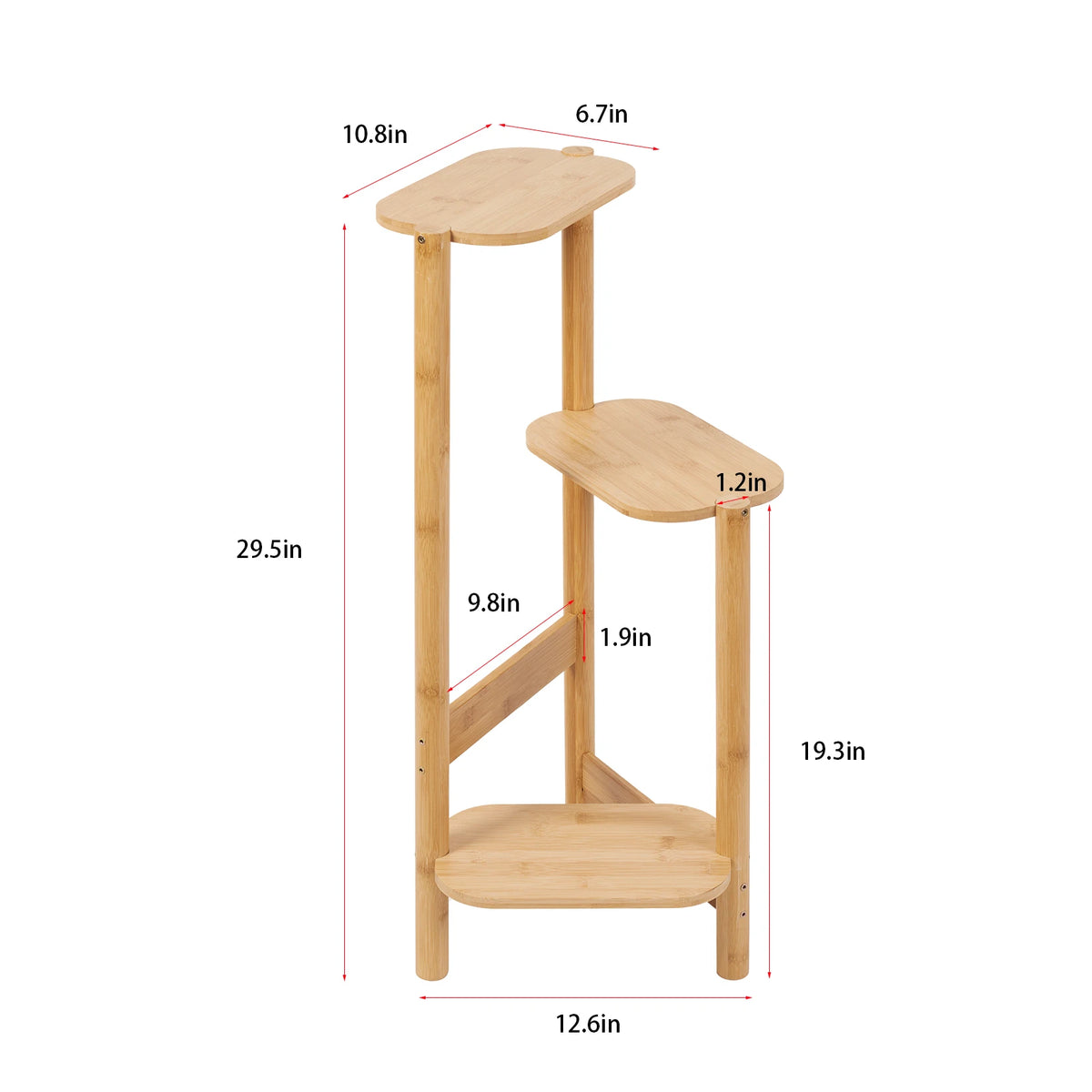 Corner Bamboo Plant Stand, Slim 3-Tier Shelf for Small Spaces