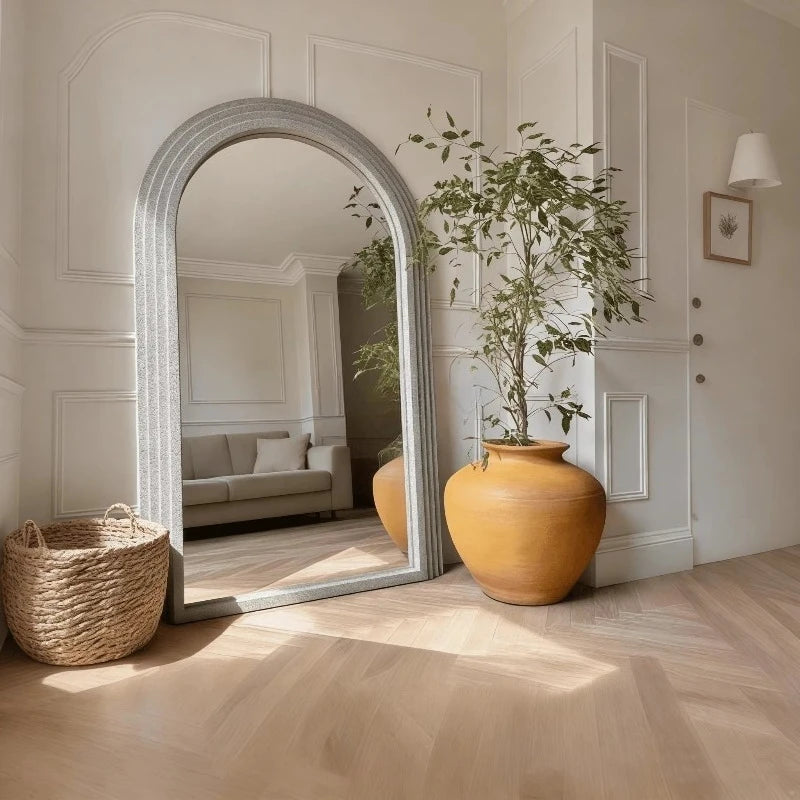 Wooden Arch Full Length Mirror, Large Framed Floor Mirror