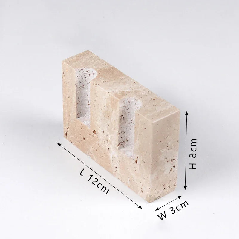 Travertine and Marble Taper Candle Holder