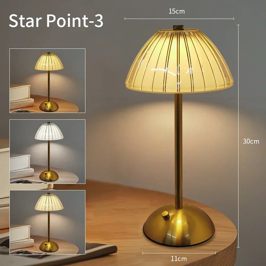 Crystal Touch Table Lamp, Fluted Dome