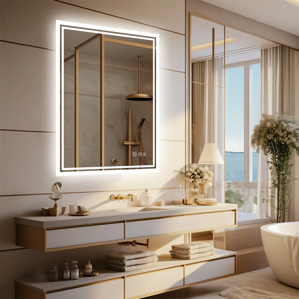 Backlit LED Bathroom Mirror, Anti-Fog Dimmable in 3 Sizes