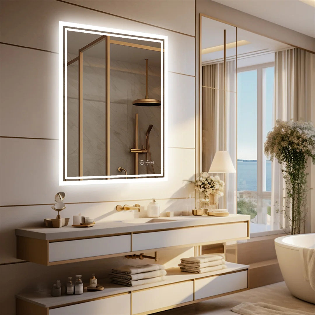Backlit LED Bathroom Mirror, Anti-Fog Dimmable in 3 Sizes