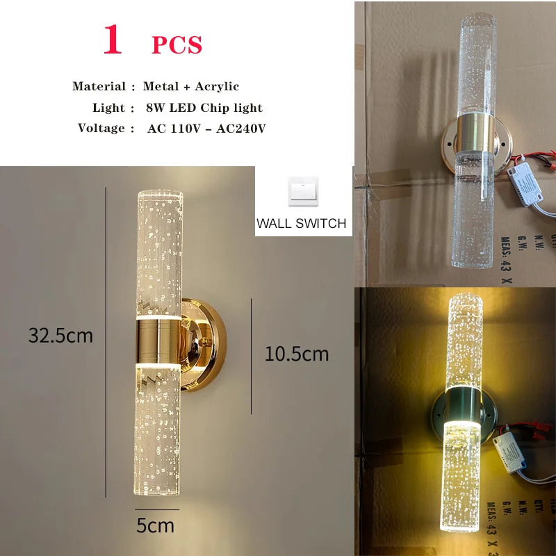 Gold Pipe Acrylic Wall Sconce