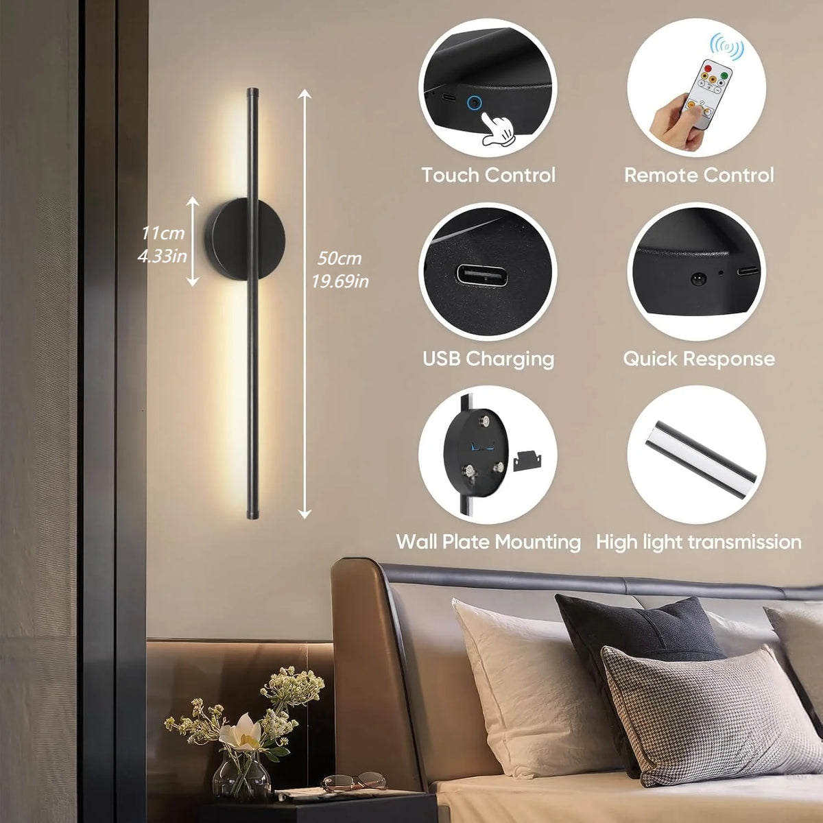 Battery Wall Sconce with Remote