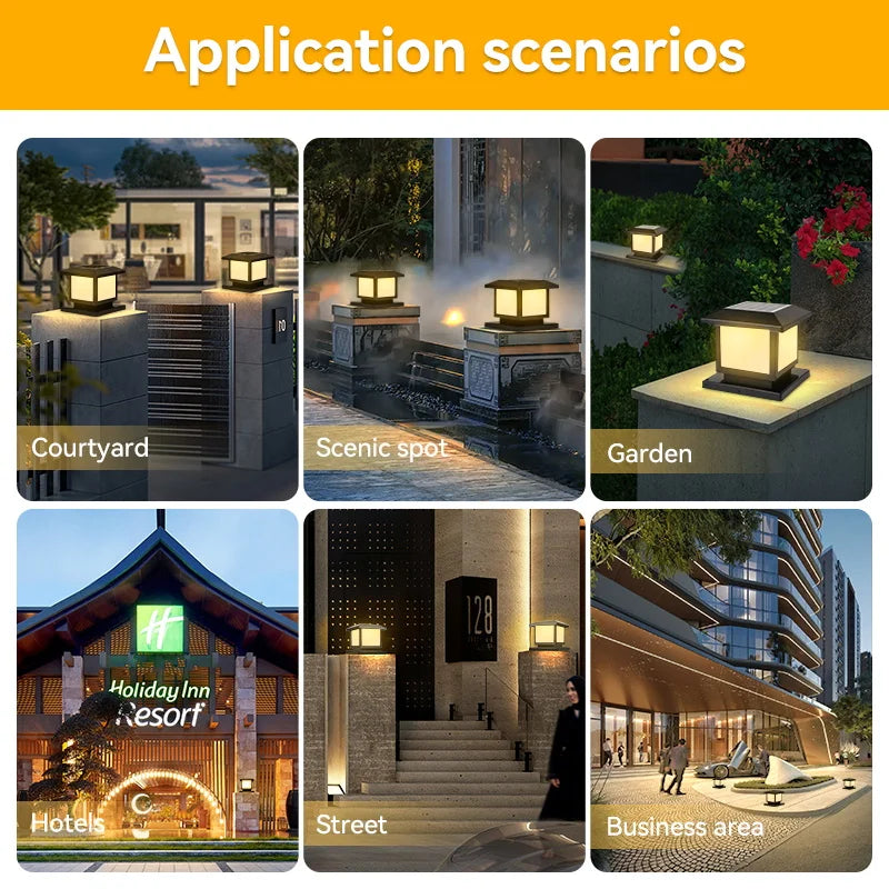 Solar Post Cap Lights, Remote Dimming Fence Column Lamp