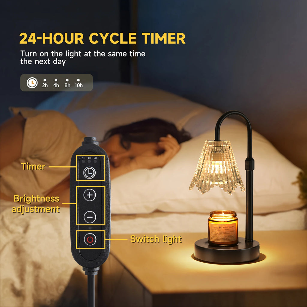Dimmable Pleated Glass Candle Warmer Lamp